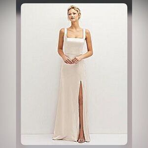 Satin A Line Bridesmaids Gown in Oat